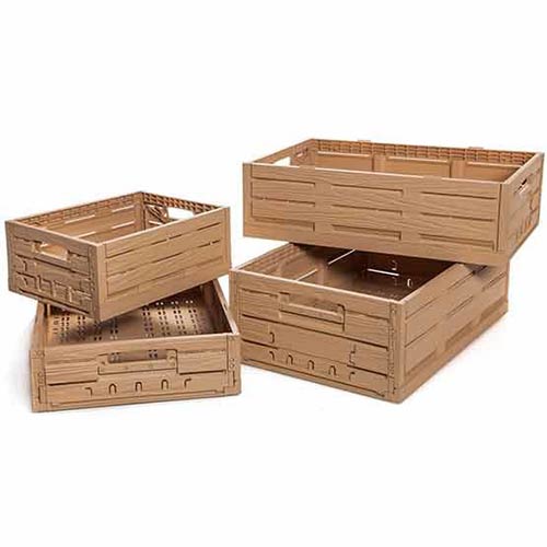 Cajas de plástico plegables efecto madera