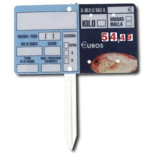 Cartel precio pescadería con pincho