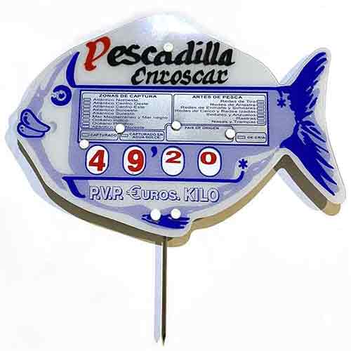 Portaprecios pescadería rotulado personalizado