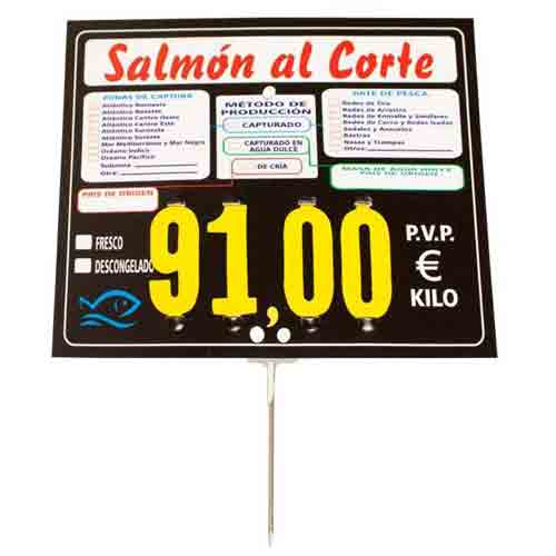 Portaprecios UVI rotulado con pincho y números intercambiables