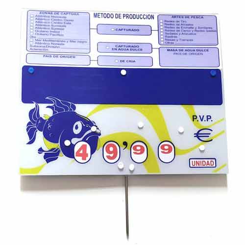 Portaprecio pescadería pincho con cartela