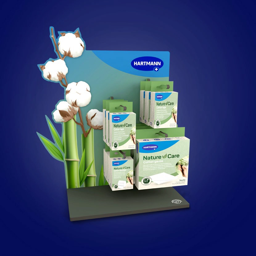Expositor de producto personalizable para farmacia