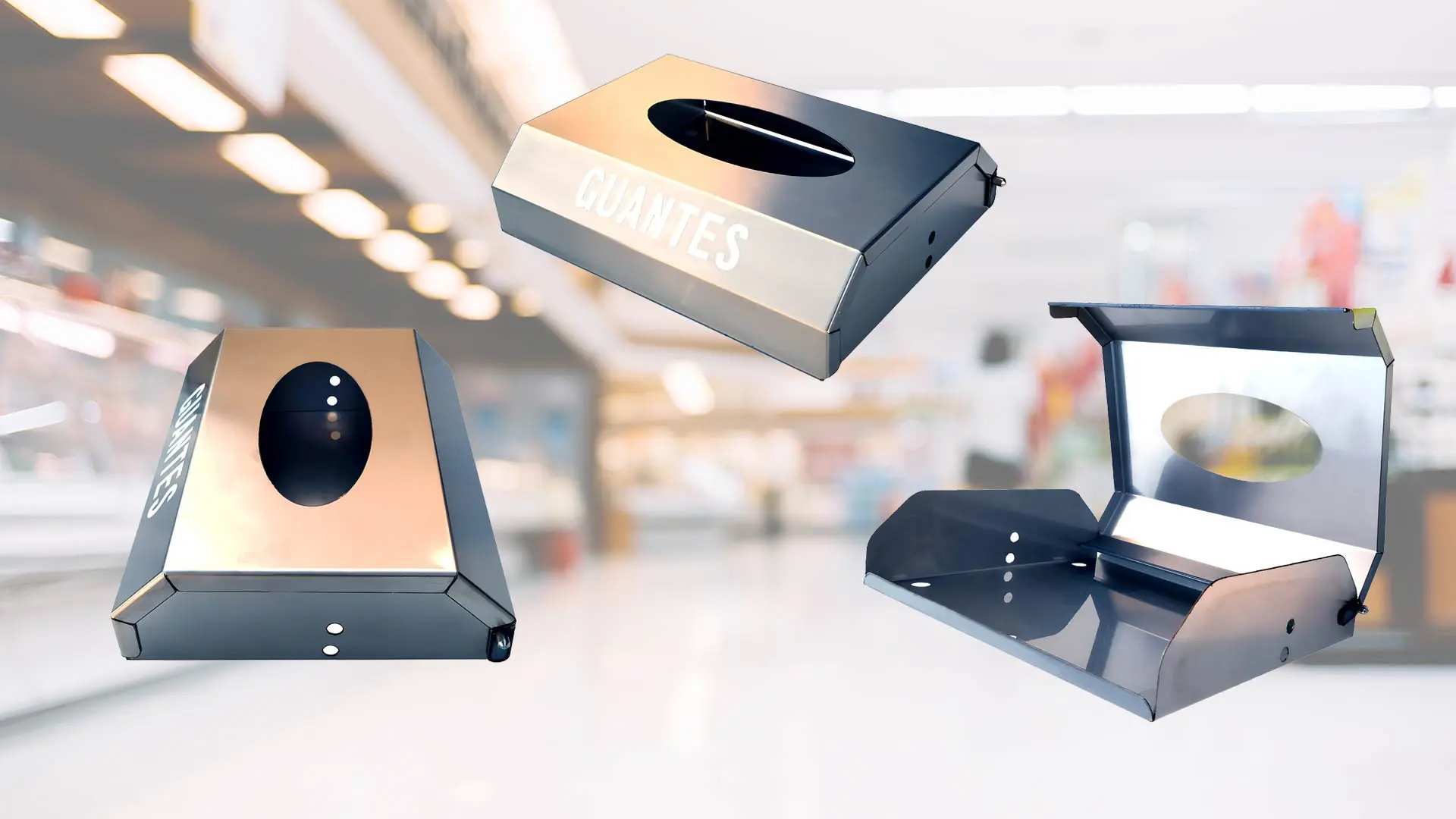 Dispensador de guantes fabricado en acero inoxidable