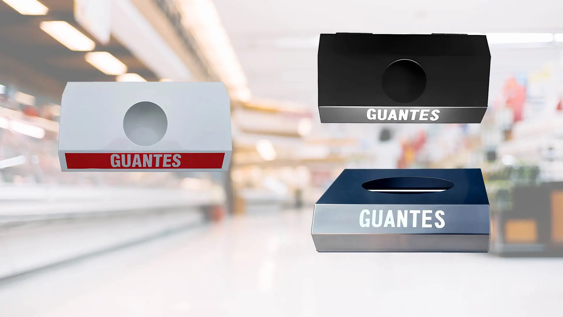 Dispensador de guantes para hipermercados