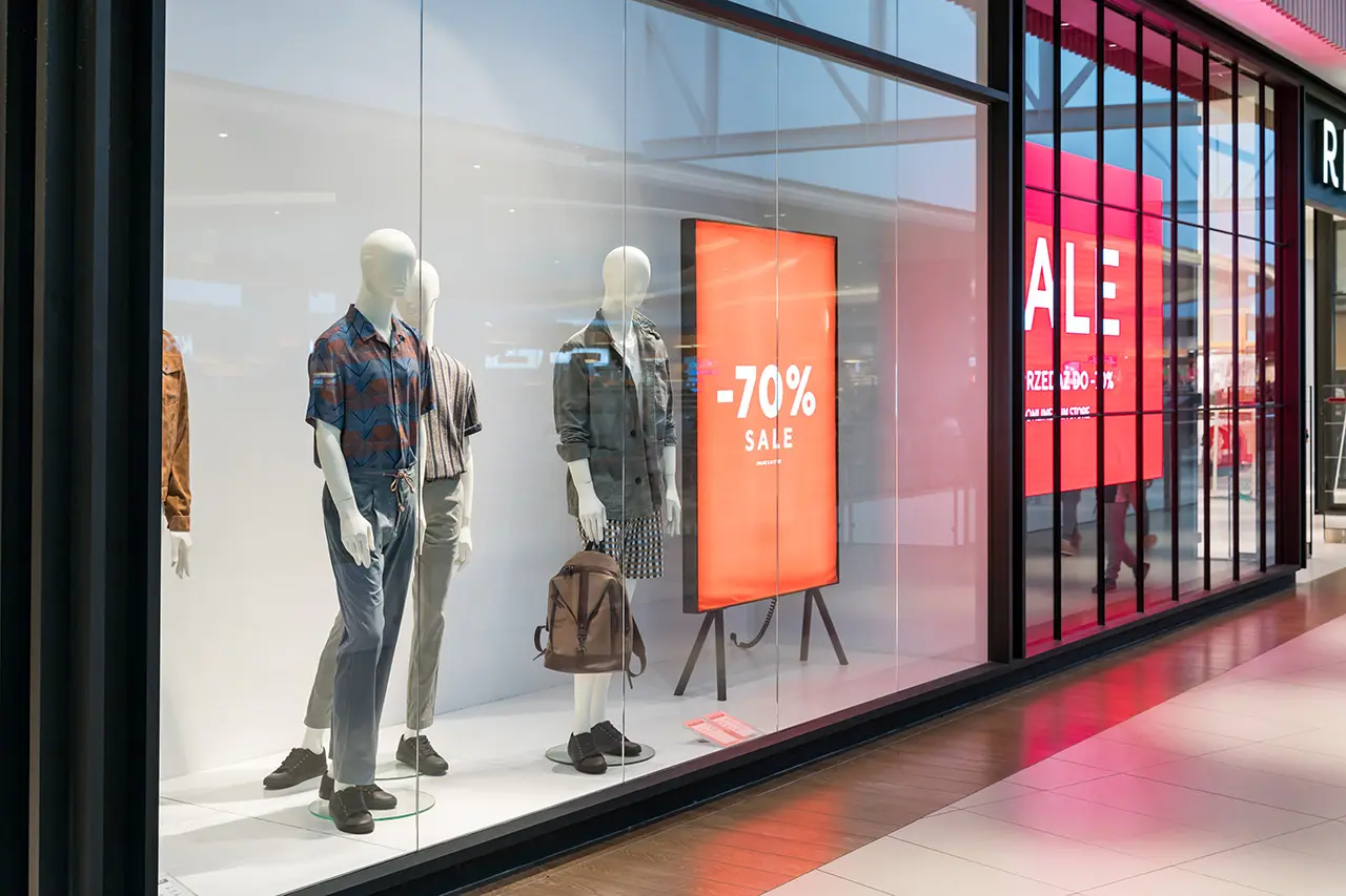 Pantallas LED de cartelería digital instaladas en escaparates y locales comerciales