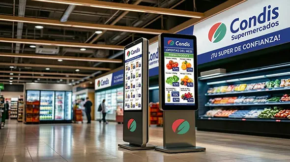 Tótem digital interactivo de Vatisa para información en tiendas y retail.