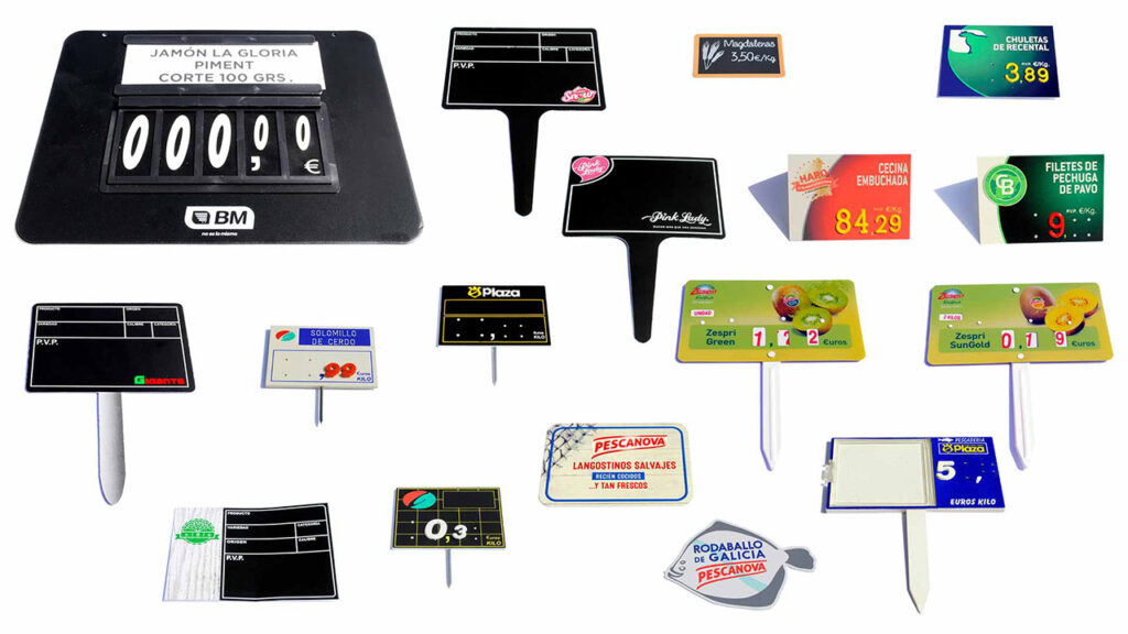 Fabricante de portaprecios a medida personalizados para mostradores de fresca y estanterías comerciales Vatisa