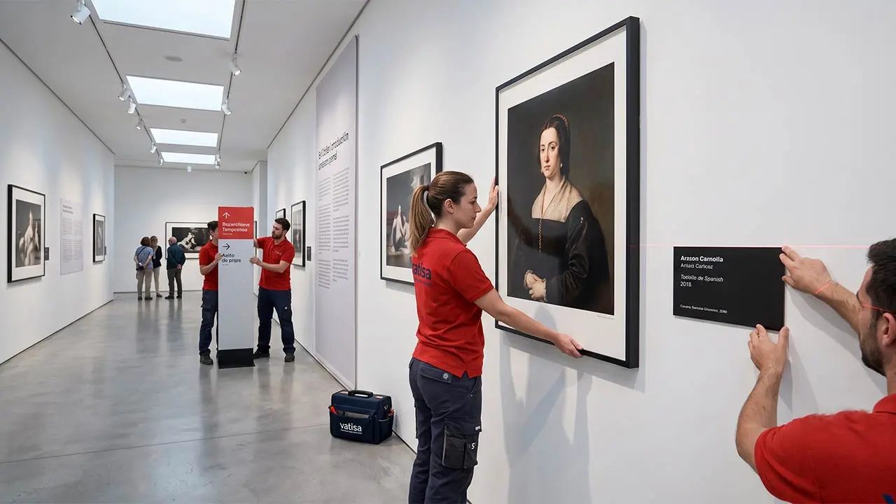 Un equipo de Vatisa instala señalética de museos y reproducciones Fine Art de alta fidelidad en Pinto.