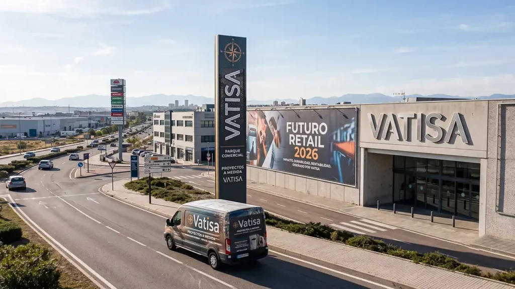 Instalación de letras corpóreas iluminadas y lonas publicitarias de gran formato en fachada comercial por instaladores cualificados.
